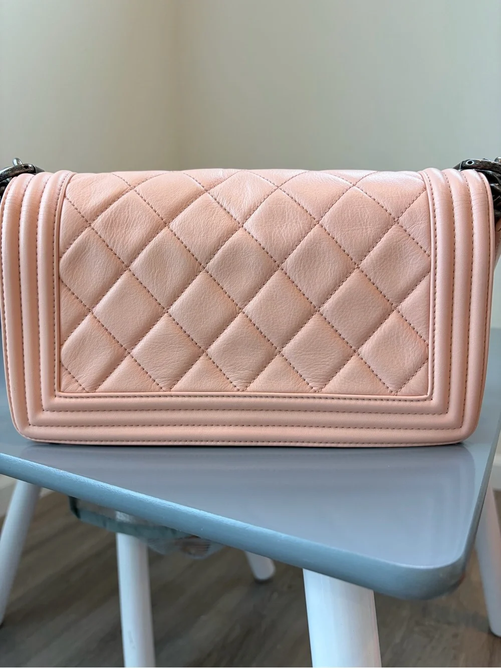 CHANEL Soft Peach Leather Shoulder Bag